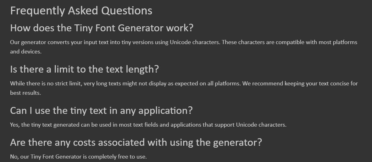 FAQ about Tiny Font Generator